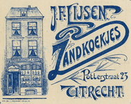 710988 Uit een vel pakpapier geknipt beeldmerk van J.F. Lijsen, Brood-, Koek- en Banketbakker, Specialiteit in ...